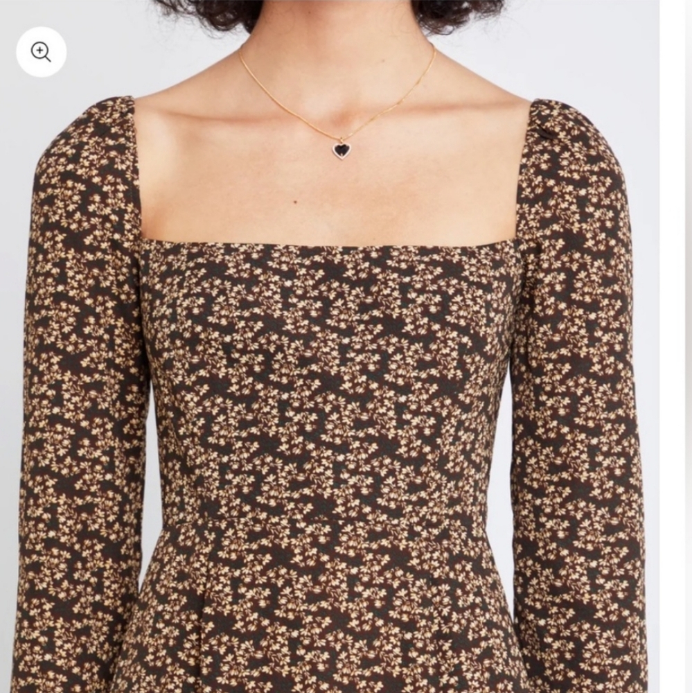 Anthropologie x OPT Lenon Floral Midi Dress In Brown Size 4 - Picture 2 of 11